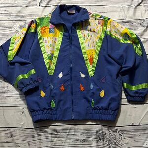 Stitches and Stuff Vintage 80s Colorful Raindrop Windbreaker Jacket Abstract  XS